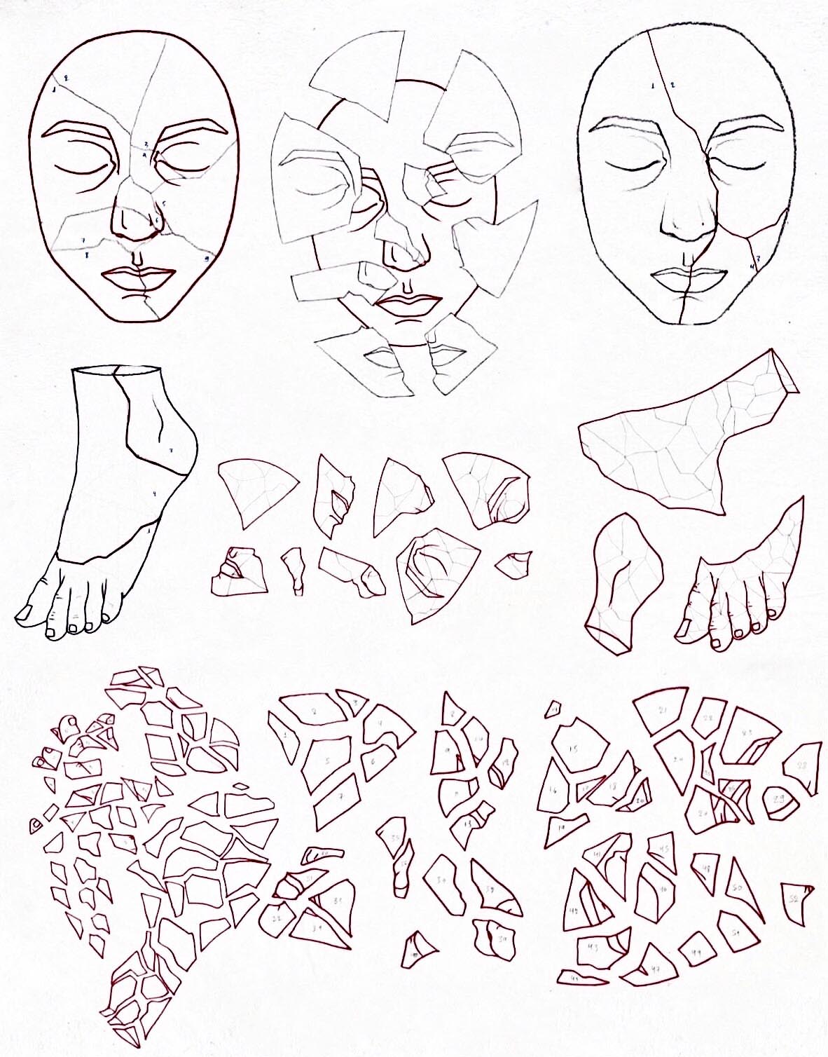 Fragments
Digital collage of handmade drawings 
42x53cm