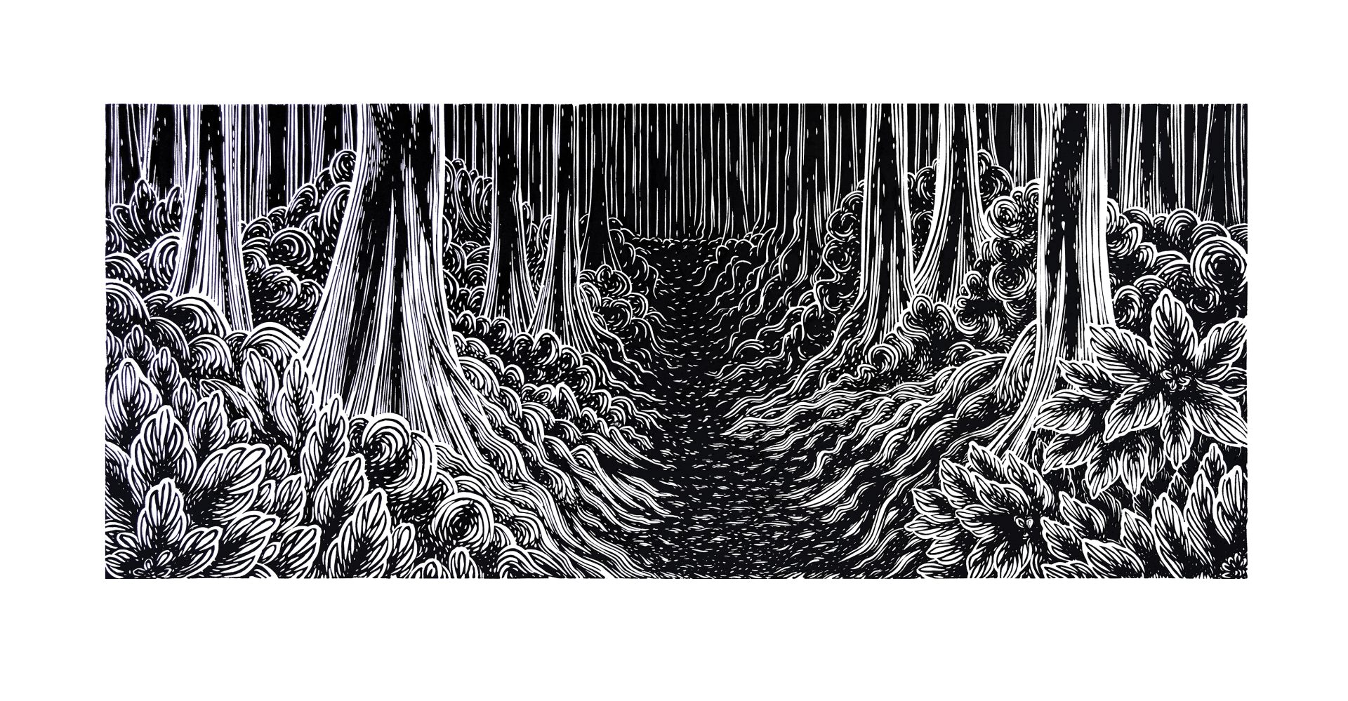 Path / linocut on Japanese Masa paper / 30x70cm
.