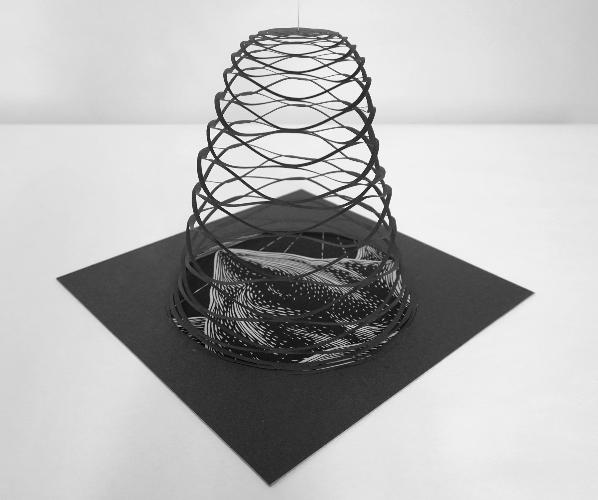 Secret Landscape no4 / linocut on Japanese Masa paper, hand cut sugar paper, card / 27x27cm
.